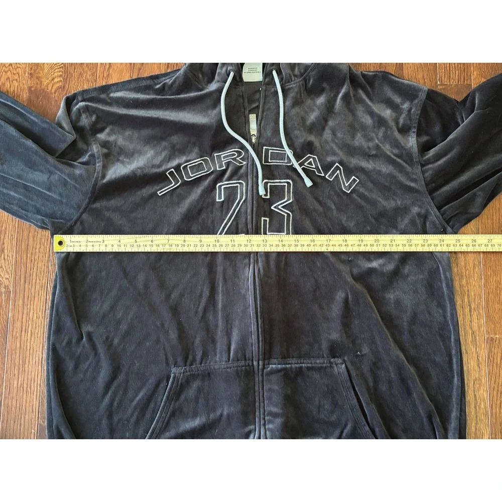 Jordan 23 Velour Full Zip Hoodie Mens XL Black Velvet Jumpman H20610TIC